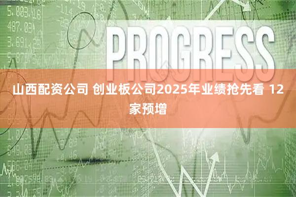 山西配资公司 创业板公司2025年业绩抢先看 12家预增